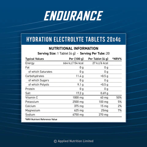 Applied Nutrition Endurance Electrolyte Tablets| 1 tube