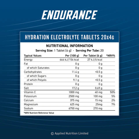 Applied Nutrition Endurance Electrolyte Tablets| 6 tubes